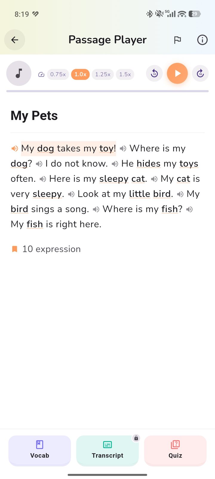 Reading with audio
