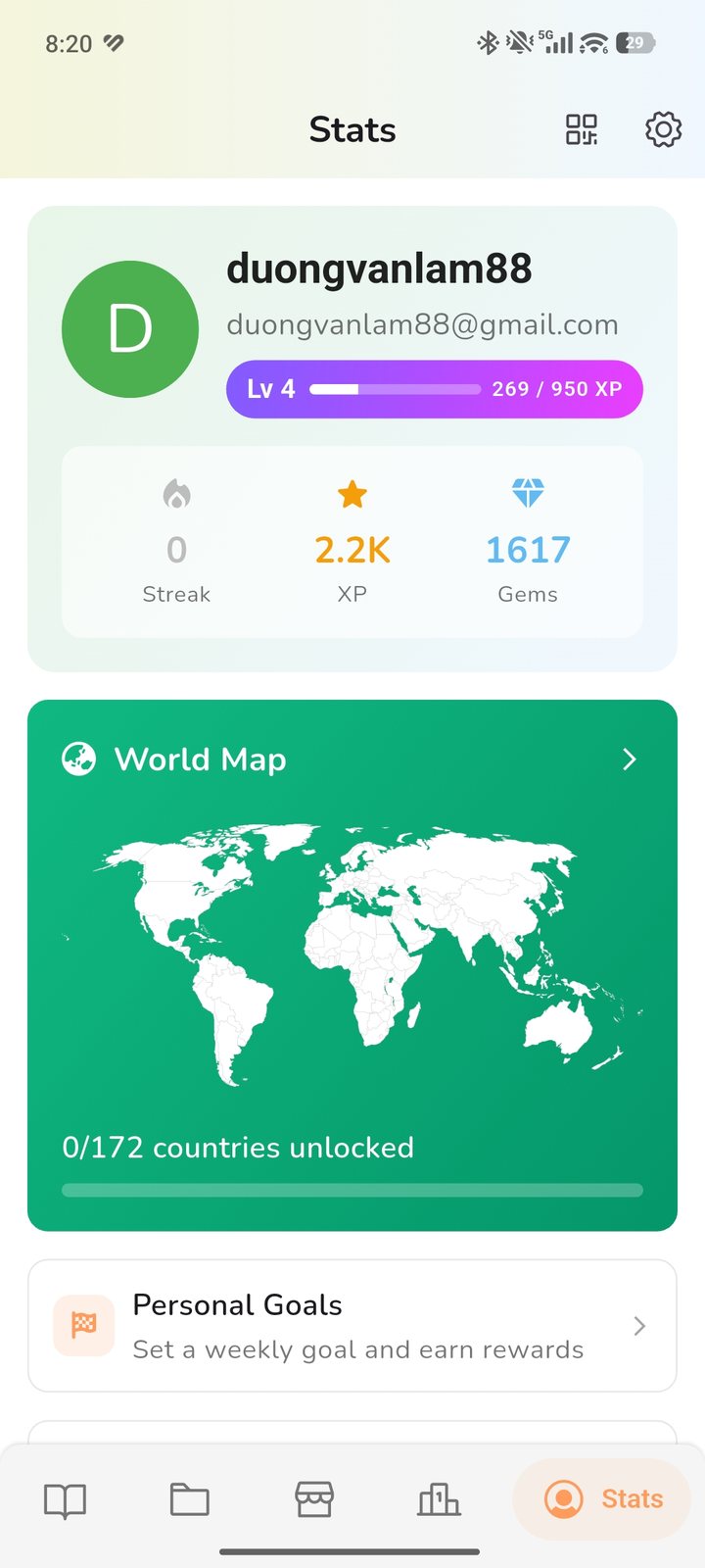 Progress & world map